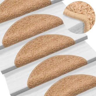 vidaXL Vidaxl - Tappetini per scale 15 pz 56x17x3 cm Beige Semicircolari