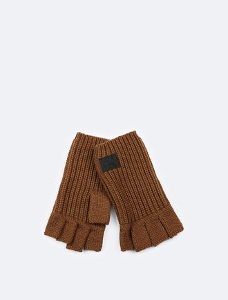 Calvin Klein Mens Mens Ribbed Knit Gloves - Brown