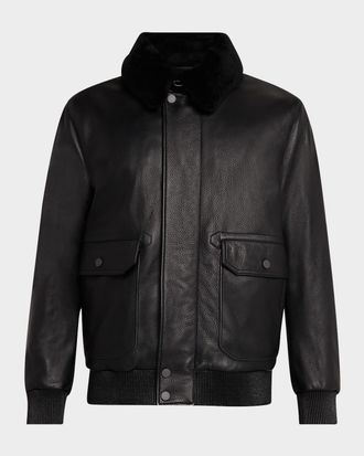 Brioni Men & apos;s Soft Grain Deerskin Bomber Jacket