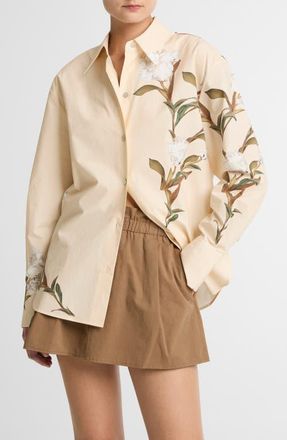 Vince Iris Print Shirt in Ecru at Nordstrom, Size Xx-Small