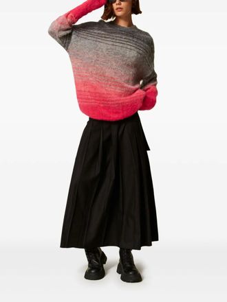 Twin-Set pleated midi A-line skirt - women - Elastane/Viscose/Polyester/Wool - S - Black