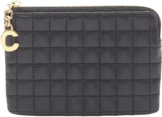 Celine Pre-owned Clutches, female, Black, Size: ONE SIZE Pre-owned Coin Card Pouch Leather Coin Case