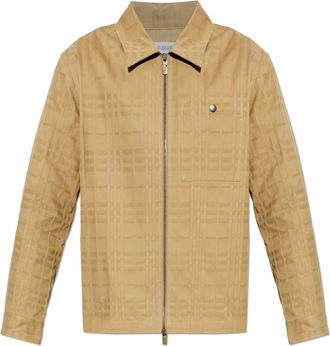 Burberry Oakwell Katoen Jacquard Zip Jas - Heren - Zomerjassen - Beige - L - Katoen - Jassen