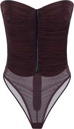 Elisabetta Franchi Stretch Jersey Bodysuit - Dames - Bodies - Bruin - S - Tops