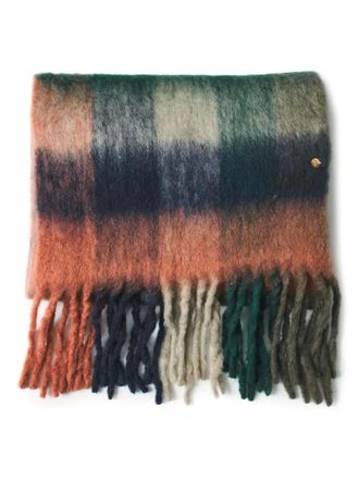 Antik Batik Scarvis checked fringed scarf - Blue
