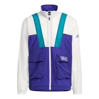 adidas originals St Ltwind Wvjk Casual Breathable Sports Stand Collar Jacket Blue White HE9931