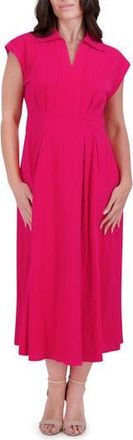 Kensie Collar Cotton Midi Dress in Pink at Nordstrom Rack, Size 14