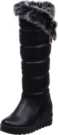 Generic Womens Snow Boots Fleece Lined Warm Knee High Booties Water-Resistant Sherpa Walking Sneakers Outdoor Anti-Slip Mid Calf Sports Casual Platform Shoes 