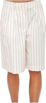 Twinset Witte Bermuda Shorts - Dames - Korte Broeken - Wit - L - Katoen - Korte Broeken