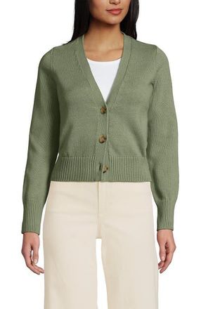 Lands End Drifter Vneck Dress Cardigan Sweater in Sage at Nordstrom, Size X-Large P