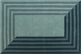 Vente-Unique Tappeto Taftato 100% Lana 160 X 230 Cm Blu Anatra 2000g/m&sup2; - Silene