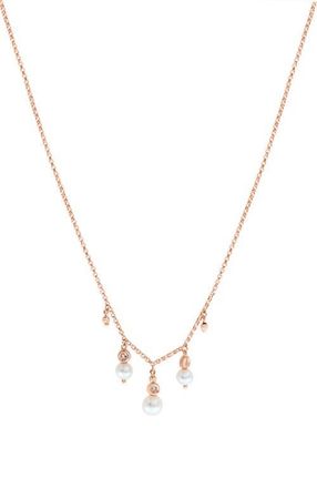 Effy 14K Yellow Gold Diamond & Freshwater Pearl Fringe Necklace in 14K Gold at Nordstrom, Size 18