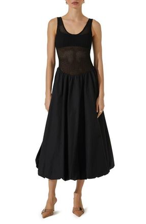 ASTR the Label Contrast Midi Sundress in Black at Nordstrom, Size Small