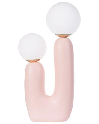 Beliani L&aacute;mpara de mesa rosa pastel