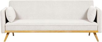 Beliani Sofa Bed 3 Seater ASAA Fabric Off-White