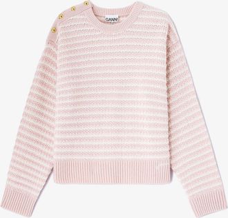 Ganni Pink Stripe Wool Mix Jumper - Size XXS/XS