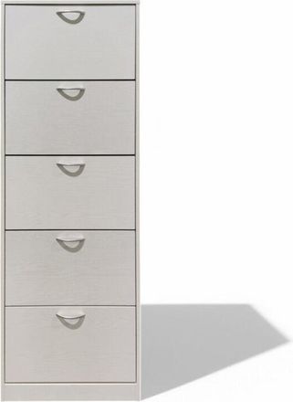 No Brand Scarpiera con 5 ante in legno truciolare bilaminato bianco 60x24xH180 cm