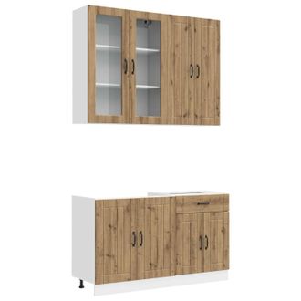 vidaXL Unidad De Cocina Lucca 4 Uds. Roble Artisan Vidaxl