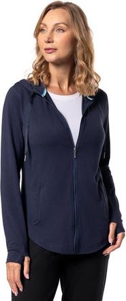 Coolibar Womens LumaLeo Zip-Up Hoodie, UPF 50+ Sun Protection in Navy at Nordstrom, Size Xx-Large