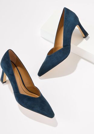 Talbots Kaylee Suede Flare Heel Pumps - Blue - 10 1/2 M Talbots