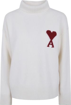Ami Su&eacute;ter Ami de Coeur con cuello chimenea - Knitwear - Hombre - Blanco - XS