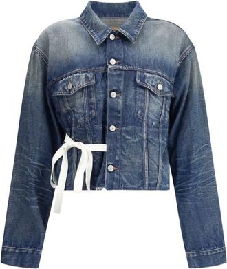 Maison Margiela Denimjack met Gestrikt Lintapplicatie - Dames - Spijkerjassen - Blauw - S - Denim - Jassen