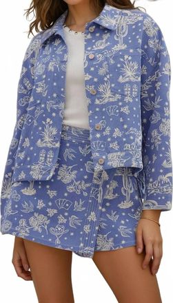 Entro Lyla Western Denim Oversize Jacket In Periwinkle