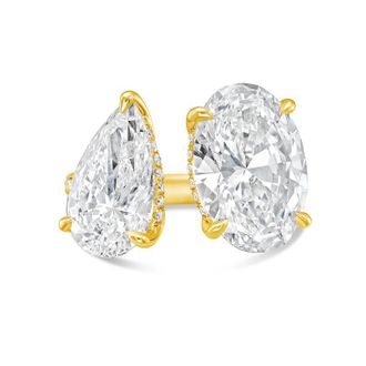Diana M. Jewels 18KT YELLOW GOLD 2 STONE LAB GROWN DIAMOND FASHION RING WEIGHING 12.00 CTS TW