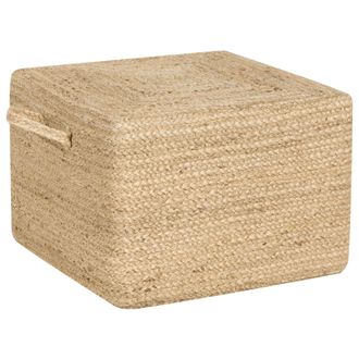 Beliani Puf De Yute Natural Beige 45 X 45 Cm Otomana Relleno Eps Asas Accesorio Dhadar