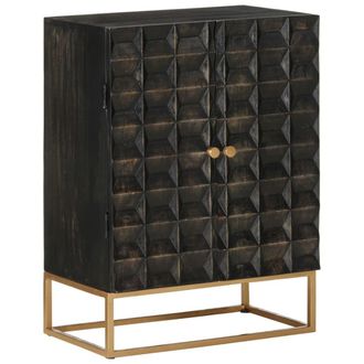Berkfield Home Sideboard Black 55x34x75 cm Solid Wood Mango & Iron | Size: 55 x 34 x 75 cm