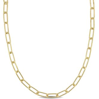 Amour 5mm Paperclip Chain Necklace In Yellow Plated Sterling Silver, 18 In
