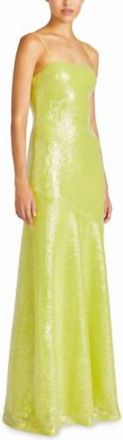 Monique Lhuillier Womens Neomi Sequin Long Dress In Wild Lime