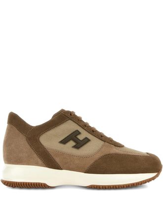 Hogan Interactive logo-patch sneakers - men - Polyamide/Calf Leather/Fabric/Rubber - 8,5 - Brown