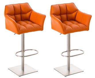 Clp Set De 2 Taburetes De Bar Damaso Naranja Acero Inoxidable