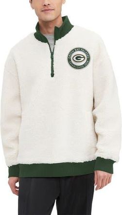 Tommy Hilfiger Mens Tommy Hilfiger Cream Green Bay Packers Jordan Sherpa Quarter-Zip Sweatshirt at Nordstrom, Size X-Large