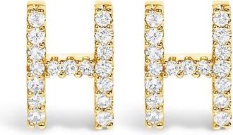 House of Brilliance 10K Gold 1/10 Cttw Diamond Initial A to Z Stud Earring in Yellow Gold | H at Nordstrom