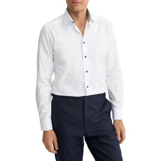 Eton Slim Fit Signature Twill Button-Up Shirt in White at Nordstrom, Size 14.5