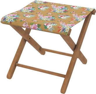 Vent de Boh&egrave;me Taburete plegable de haya con tela outdoor dise&ntilde;o floral tabaco