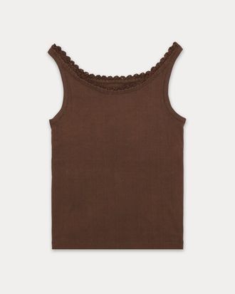 Fortela Claire Wide Ribbed Jersey Tank Top in Dark Brown at Nordstrom, Size Medium Eu