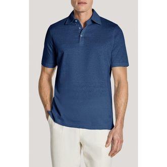 Jack Victor Davis Cotton Blend Piqu&eacute; Polo in Light Navy at Nordstrom, Size Xx-Large