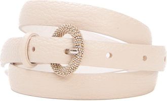 Orciani Textured Leather Belt With Round Rhinestone Buckle