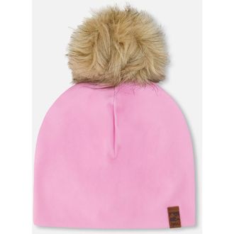 Deux par Deux Stretch Jersey Hat with Pompom in Pink at Nordstrom, Size 12-24 M