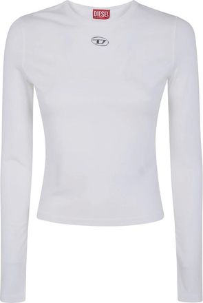 Diesel Tops, Dames, Wit, L, Katoen, T-Uncutieslong Long Sleeve Top