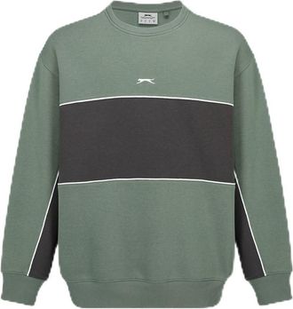 Slazenger Mens Fleece Sportswear Crew Sweat Long Sleeve Laurel/Grey S