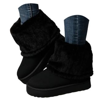 Generic Winter Boots for Women Uk,Ladies Boots,Ankle Boot for Women Uk,Faux Fur Womens Winter Snow Boot,Lined Warm Ankle Booties With Platform Sole,Comfy Non 