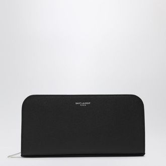 Saint Laurent Black leather zip around wallet