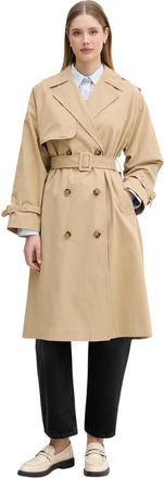 Benetton Dubbelrijige trenchcoat met riem - Dames - Trenchcoats - Beige - L - Polyester - Jassen