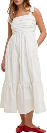 Wishlist Tie Strap Pleated Bodice Cotton Sundress in Off White at Nordstrom Rack, Size Medium