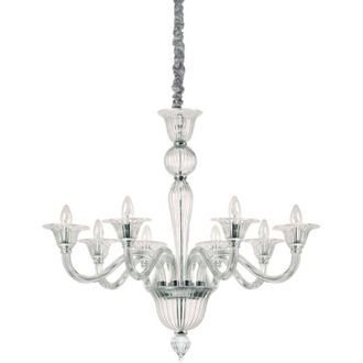 Ideal Lux Brigitta - L&aacute;mpara Colgante De 8 Luces Transparente, E14 - Ideal Lux