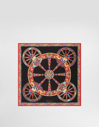 Dolce & Gabbana 50x50 Carretto-print Silk Twill Scarf - Woman Scarves And Silks Multicolor Pz